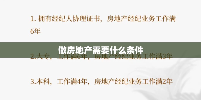 做房地产需要什么条件