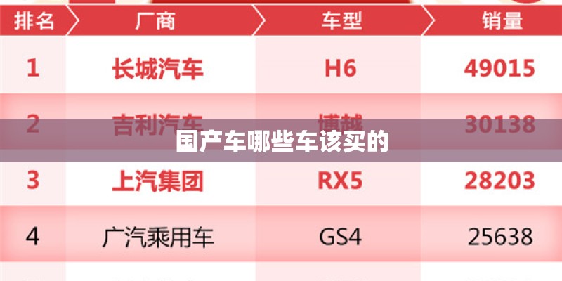 国产车哪些车该买的