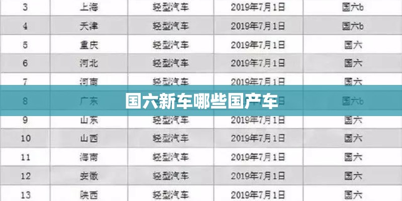 国六新车哪些国产车