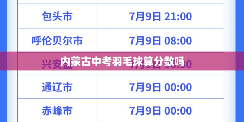 内蒙古中考羽毛球算分数吗 内蒙古中考羽毛球算分数吗