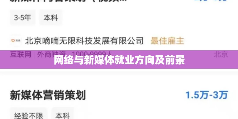 网络与新媒体就业方向及前景 网络与新媒体就业方向及前景