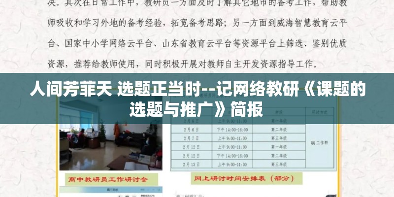 人间芳菲天 选题正当时--记网络教研《课题的选题与推广》简报