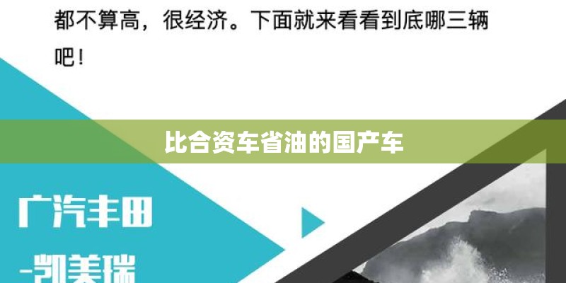比合资车省油的国产车