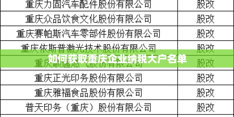 如何获取重庆企业纳税大户名单