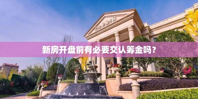 新房开盘前有必要交认筹金吗？