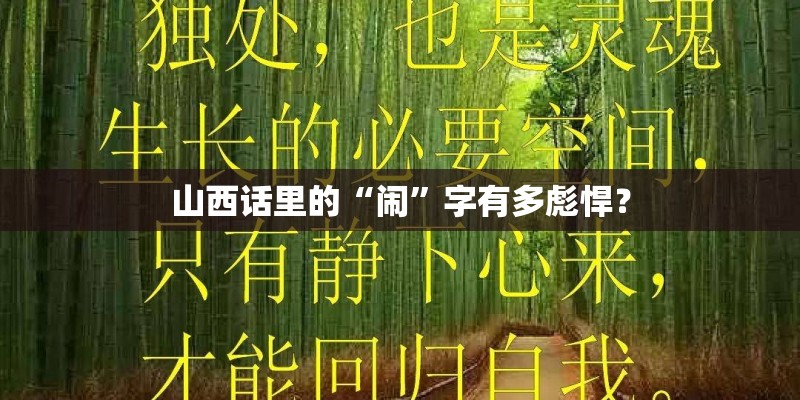 山西话里的“闹”字有多彪悍？