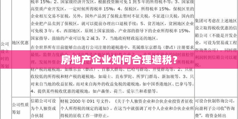 房地产企业如何合理避税？