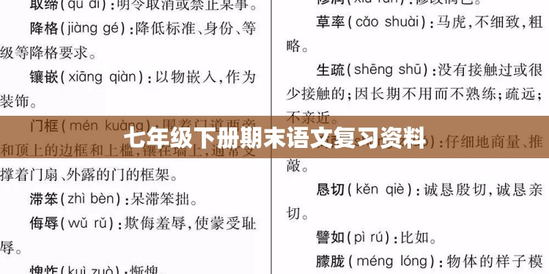 七年级下册期末语文复习资料