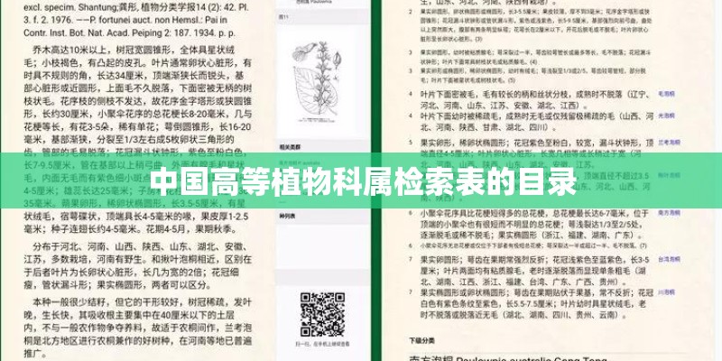 中国高等植物科属检索表的目录