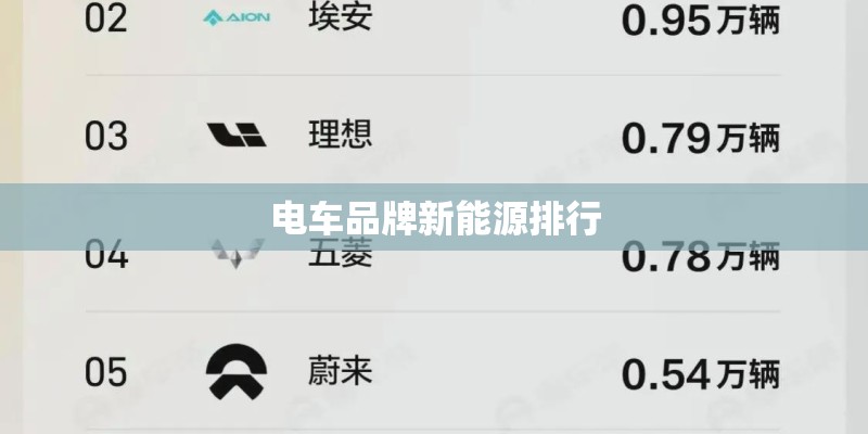 电车品牌新能源排行