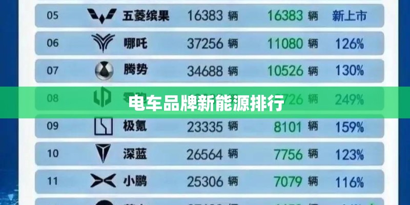 电车品牌新能源排行