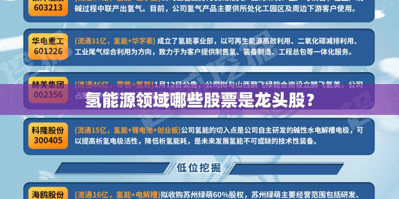 氢能源领域哪些股票是龙头股? 氢能源领域哪些股票是龙头股?