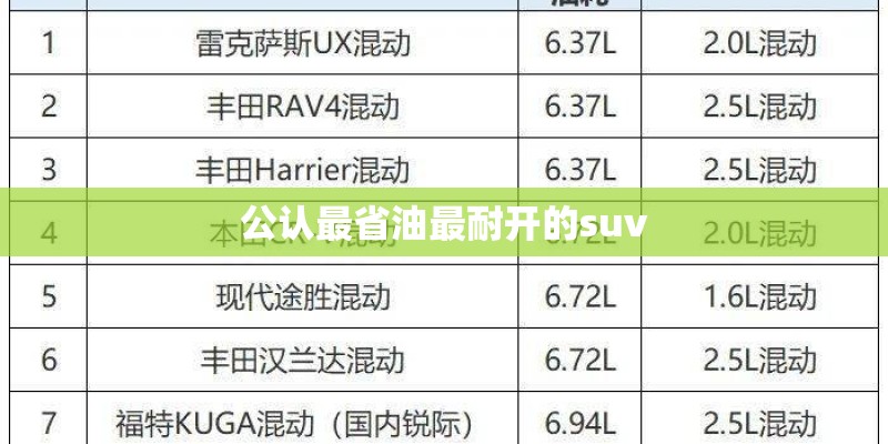 公认最省油最耐开的suv