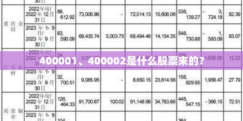 400001、400002是什么股票来的? 400001、400002是什么股票来的?
