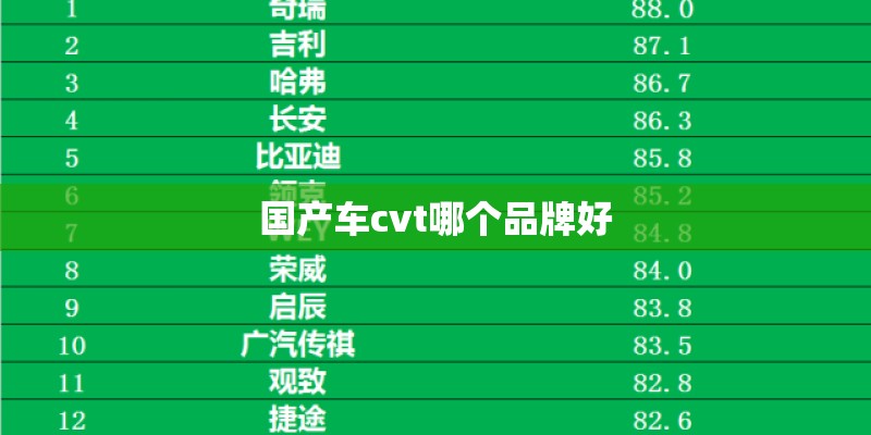 国产车cvt哪个品牌好