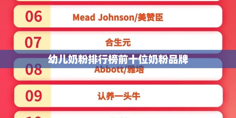 幼儿奶粉排行榜前十位奶粉品牌