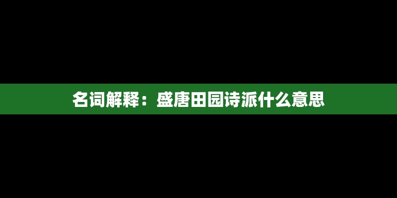 名词解释：盛唐田园诗派什么意思
