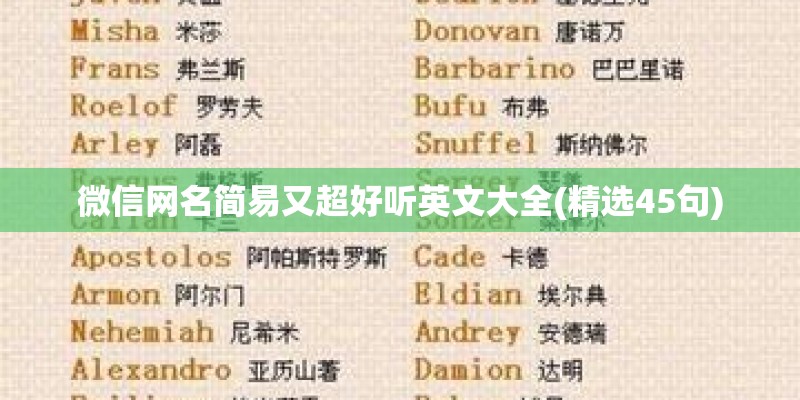 微信网名简易又超好听英文大全(精选45句)