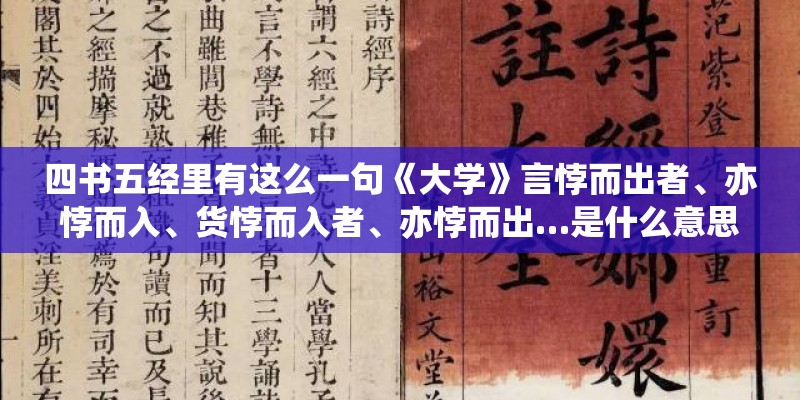 四书五经里有这么一句《大学》言悖而出者、亦悖而入、货悖而入者、亦悖而出…是什么意思