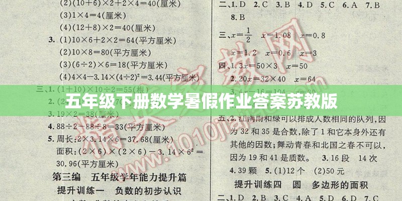 五年级下册数学暑假作业答案苏教版
