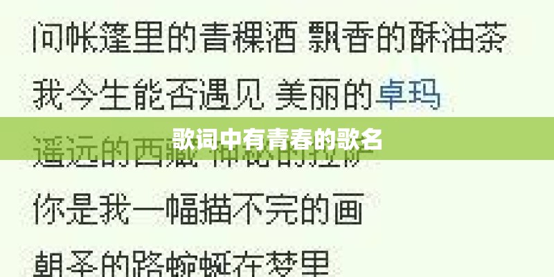 歌词中有青春的歌名