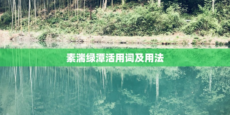 素湍绿潭活用词及用法