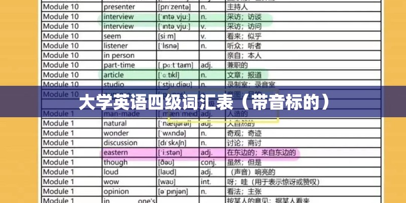 大学英语四级词汇表（带音标的）