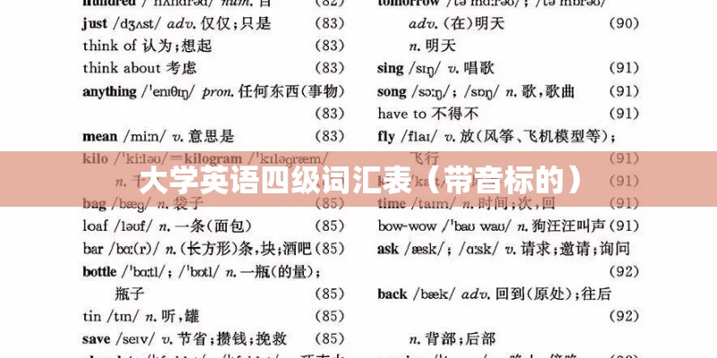 大学英语四级词汇表（带音标的）