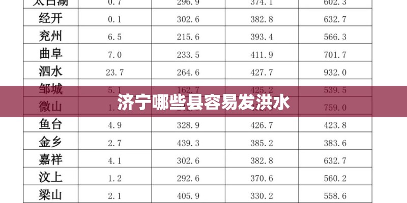 济宁哪些县容易发洪水