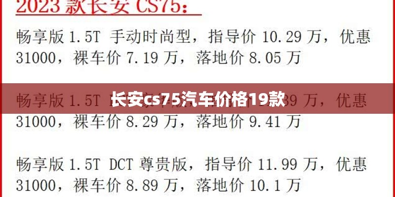 长安cs75汽车价格19款