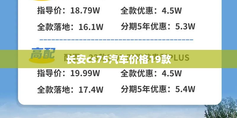 长安cs75汽车价格19款