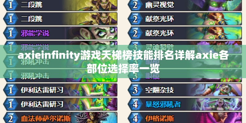 axieinfinity游戏天梯榜技能排名详解axie各部位选择率一览
